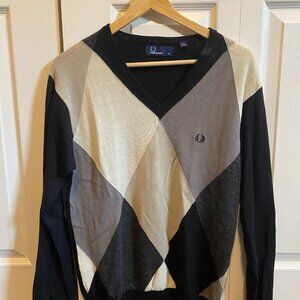 Fred Perry Block Print V Neck Sweater